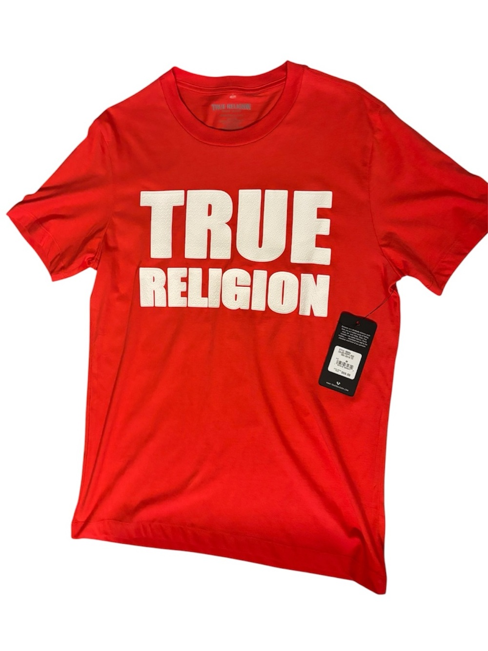 True Religion Red Tee with White Bold Logo